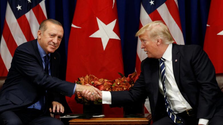 سه‌رۆكى ئه‌مريكا دۆناڵد تره‌مپ له‌گه‌ڵ سه‌رۆكى توركيا ره‌جه‌ب ته‌يب ئه‌ردۆغان